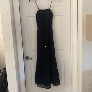 NWT INC black eyelet maxi dress , cinched waist size XS